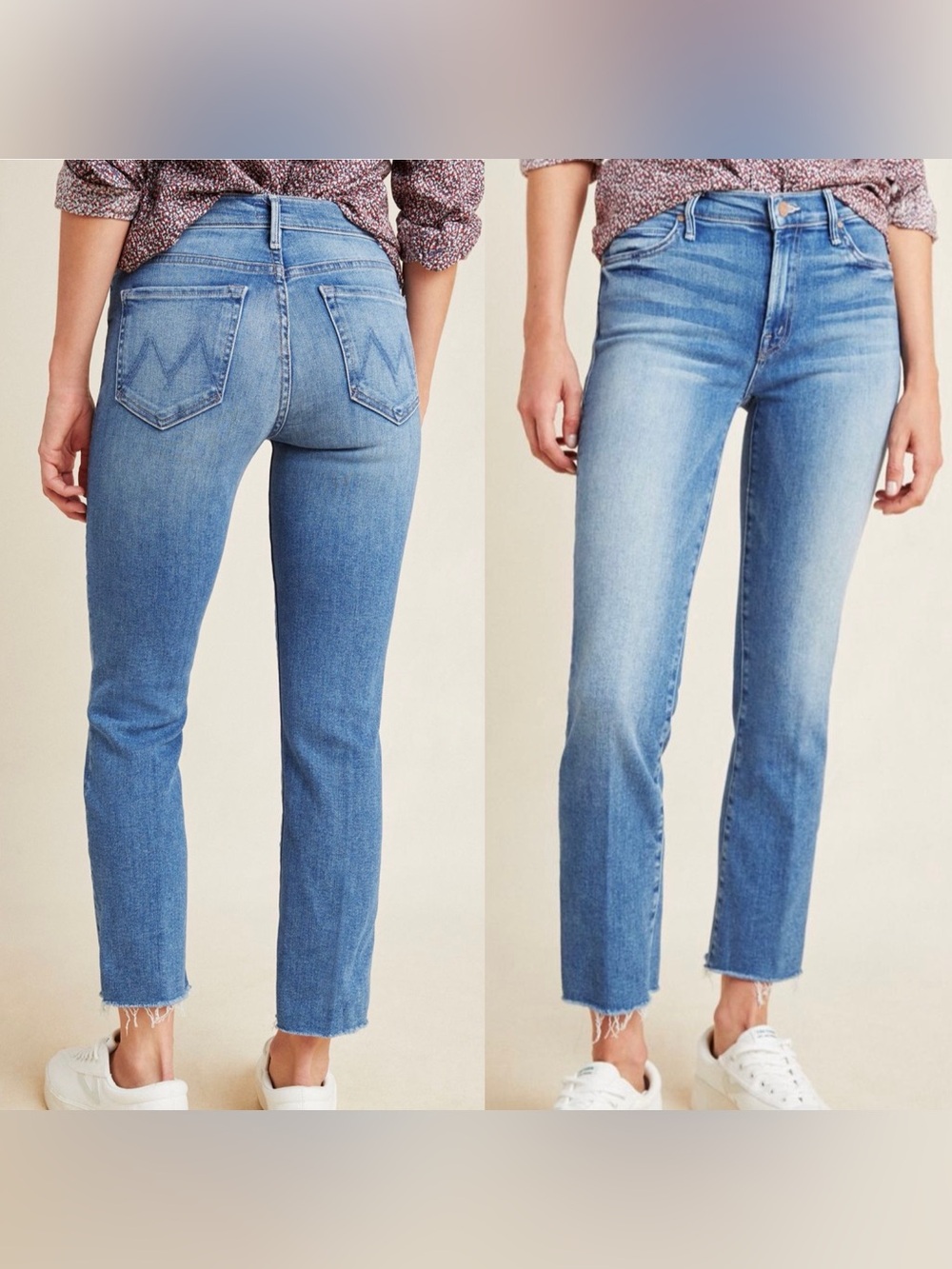 MOTHER The Rascal Mid-Rise Ankle Fray Jeans Size 24